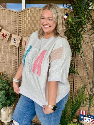 Alternate view of USA Pearl Heather Terry Top Oversized
