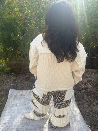 POL Relaxed Fit Denim Jacket w/ Quilting & Lace Accents (2 COLORS)