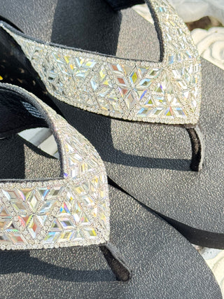 Alternate view of Yellowbox Laura Black & Sparkle Wedge Sandal
