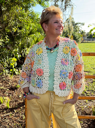 Carnival Bloom Floral Crochet Cardigan OVERSIZED
