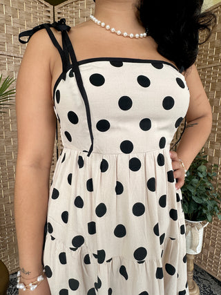 Alternate view of Tied Up For The Moment Dotted Maxi Dress
