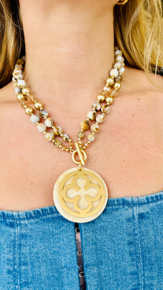 Florence Beige 2-in-1 Toggle Necklace

