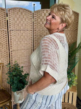 Alternate view of POL Passport Ready Natural Ladderback Sweater Top
