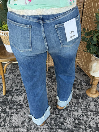 Alternate view of MICA T3308 High Rise Relaxed Fit Cuff Jeans

