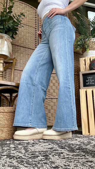 Alternate view of MICA W3714MB Hi Rise Patch Pocket Wide Leg Jeans
