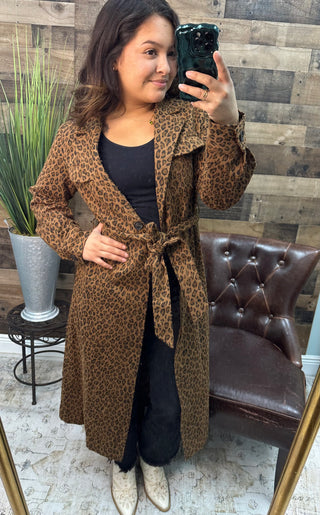 Leopard Print Trench Coat