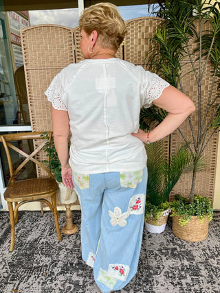 Alternate view of Easel White Crochet Terry Top Oversized
