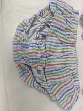 Colorful Girls Multi Seersucker 2pc Swimsuit with Bow, Perfect for Summer Beach Fun