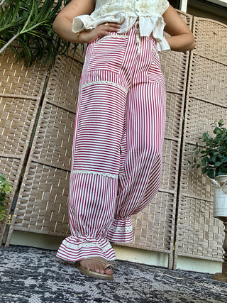Alternate view of Red Stripe Frilly Jogger Pant

