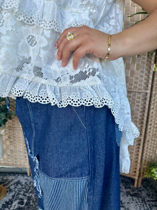 Alternate view of Saturday in the Park White Lace Layer Tank Top
