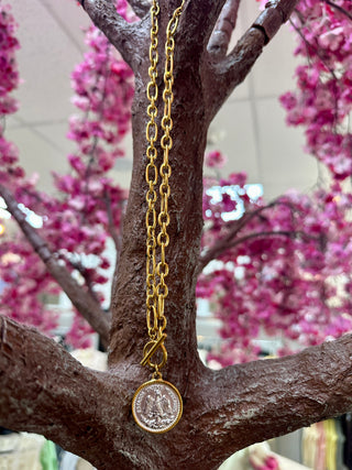 Alternate view of Mixed Metal Fiona Coin Necklace Lauren Kenzie
