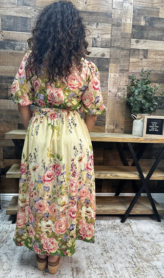 Alternate view of Oddi Spring Garden Floral Puff Slv Midi Dress
