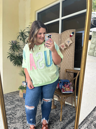 Alternate view of USA Pearl Melon Terry Top Oversized
