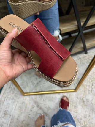 Corkys Kiss N Tell Red Wedge Sandal