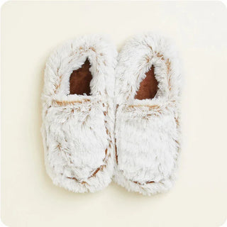 Warmies Marshmallow Brown Microwavable Slippers: Cozy, plush heated footwear for ultimate comfort and relaxation.