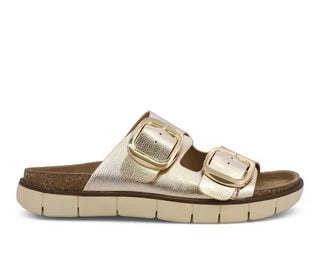 Stylish MIA Mylaa Gold Strap Buckle Sandal with modern design, perfect for chic comfort and fashion-forward style.