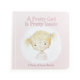 Blonde-haired girl with pigtails on pink board book cover with "A Pretty Girl Is Pretty Inside" text.
