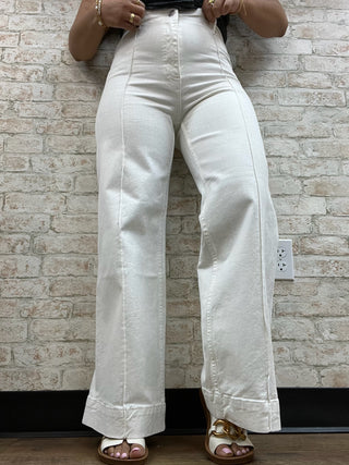 Mica White Wide Leg Dressy Jean