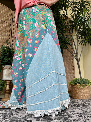 Alternate view of Oli & Hali Teal Beach Bound Wide Leg Pant
