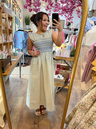 Lemon Blueberry Stripe Midi Dress