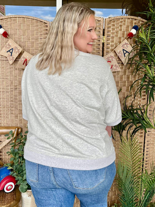 Alternate view of USA Pearl Heather Terry Top Oversized
