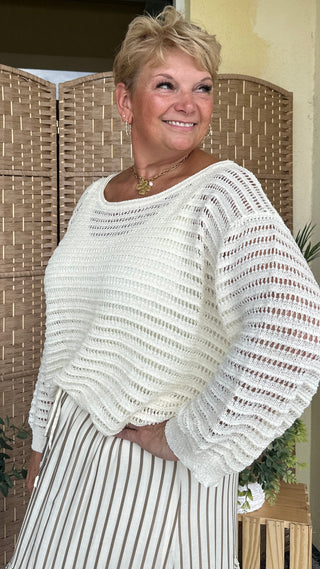 Alternate view of Oh Bouy! IVORY Slouchy Sweater Top
