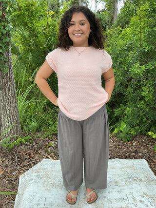 Fantastic Fawn Charcoal Gray Pull On Wide Leg Pants