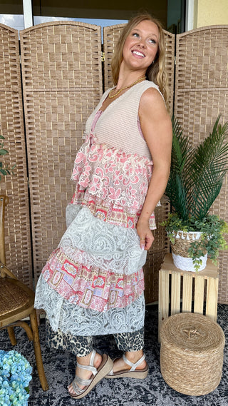 Alternate view of Nashville Bound Pink & Ivory Duster Jacket
