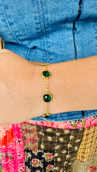 Emerald Crystal & Gold Magnetic Bracelet
