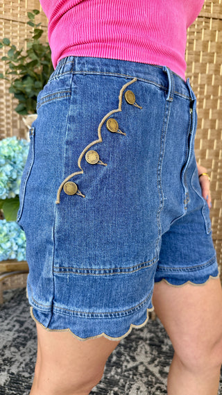 Breezy Baby Scalloped Denim Shorts
