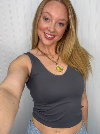 Alternate view of CHARCOAL Buttery Soft Reversible Seamless Tank
