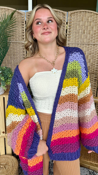 Alternate view of Weren't for the Wind INDIGO Cardigan Sweater OVERSIZED
