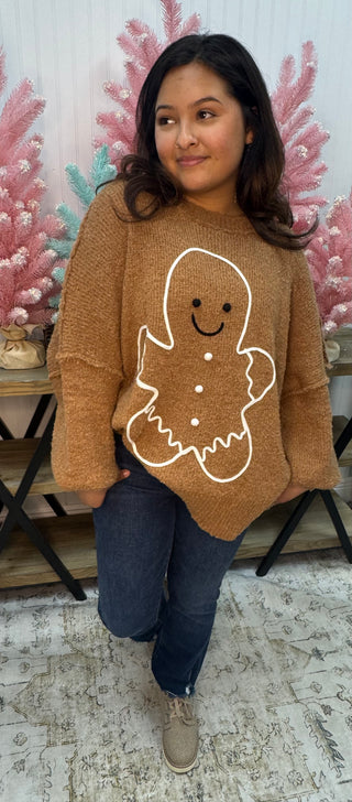 Brown Gingerbread Lightweight Oversized Christmas Sweater Top