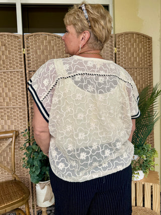 Alternate view of Human Nature Ivory Embroidered Top
