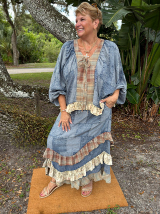 Alternate view of I'm the Problem Patchwork Ruffle Skirt
