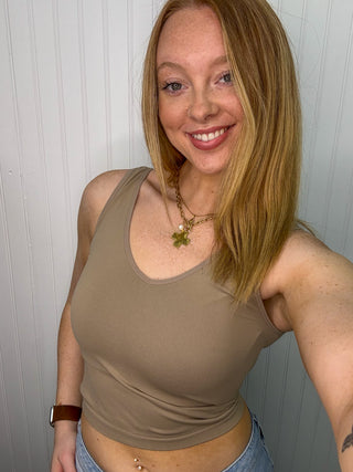Alternate view of LIGHT MOCHA Buttery Soft  Reversible Seamless Tank
