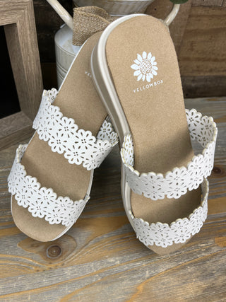 Alternate view of Yellowbox Airy White Scalloped Edge Wedge Sandals

