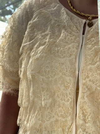 Alternate view of Honeybee Almond Butter Lace Shrug Top
