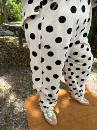 The Sweet Spot Ivory & Black Dot Pant Set

