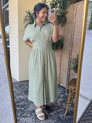 Alternate view of Summer in Sage Button Front Dress
