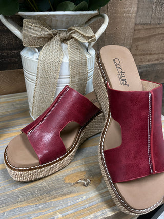 Corkys Kiss N Tell Red Wedge Sandal