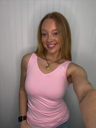 Alternate view of PINK Buttery Soft Reversible Seamless Tank
