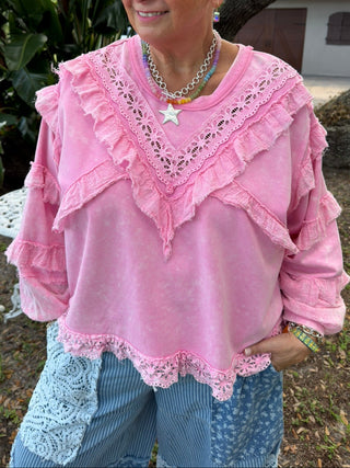 Destined To Be PINK Boho Ruffle Top
