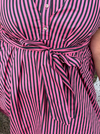 Alternate view of The Maisie Stripe Pink & Navy Dress

