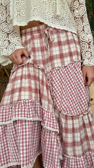 Alternate view of Jolene Pink Plaid Ruffle Skirt
