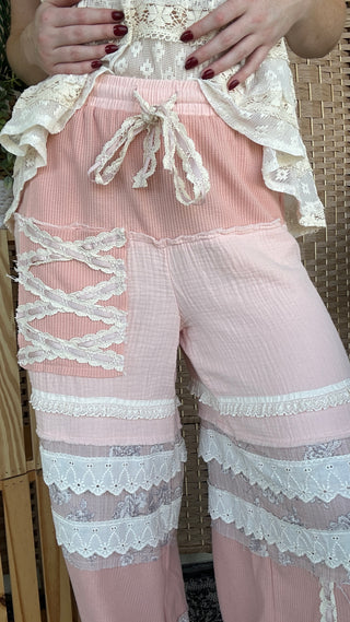 Alternate view of POL Lace & Barrel Dreams Pink Jogger
