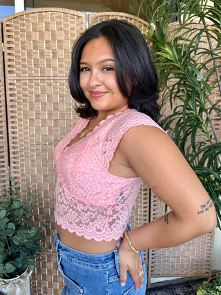 Alternate view of POL Pink Lace Bralette Top
