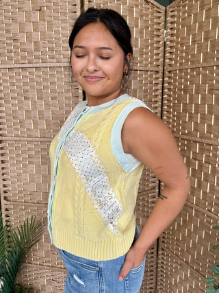 Alternate view of POL LEMON YELLOW Sleeveless Sweater Top
