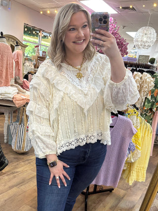 POL Cream Frills Southern Belle Top