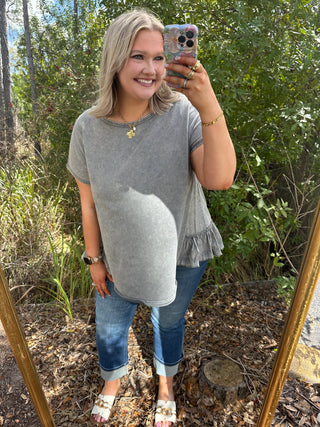 Alternate view of Charcoal Ruffle Bottom Top
